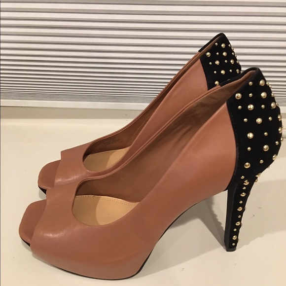 Jessica Simpson cappuccino peeptoe w/studs size 11 - Picture 3 of 6